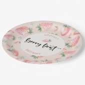 Berry eerste aardbei kinderen verjaardag papieren bordje (Gekanteld)