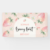 Berry eerste aardbei kinderen verjaardag spandoek (Horizontaal)