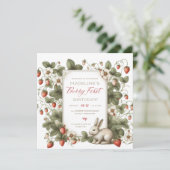 Berry Eerste  Aardbei Meisje 1e Verjaardag Kaart (Staand voorkant)