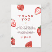 Berry Eerste Aardbei Meisje Eerste Verjaardagsfees Bedankkaart (Voorkant)