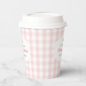 Berry Eerste Aardbei Roze Gingham Verjaardagsfeest Papieren Bekers (Links)