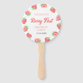 Berry Eerste Aardbei Roze Verjaardag Party Foto Handwaaier