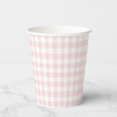 Berry Eerste Aardbei verjaardag Pink Bow Gingham Papieren Bekers (Achterkant)