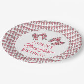 Berry eerste aardbei verjaardag Pink Bow Papieren Bordje (Gekanteld)