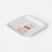 Berry eerste aardbei verjaardag Pink Bow Papieren Bordje (Gebogen)