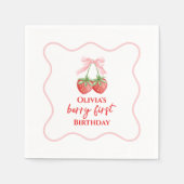 Berry eerste aardbei verjaardag Pink Bow Servet (Voorkant)