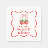 Berry eerste aardbei verjaardag Pink Bow Servet (Voorkant)