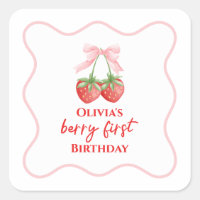 Berry eerste aardbei verjaardag Pink Bow