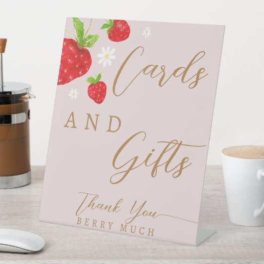 Berry Eerste Aardbei Verjaardagskaarten Cadeaus Te Reclamebord Met Voetstuk (Insitu)