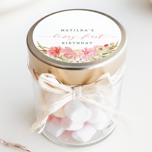 Berry Eerste Aardbei Zomer 1e Verjaardag | Ronde Sticker