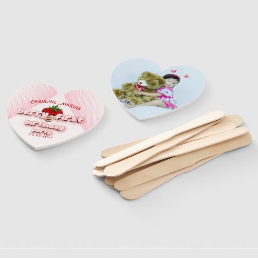 Berry Eerste aardbeien 1e verjaardag Handwaaier (Niet-gemonteerd)