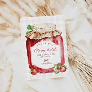 Berry Eerste Aardbeien Jam 1e Verjaardagsfeest Bedankkaart