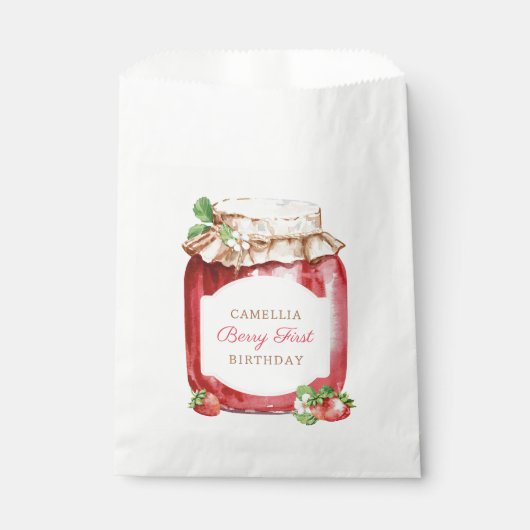 Berry Eerste Aardbeien Jam 1e Verjaardagsfeest Bedankzakje (Voorkant)