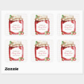 Berry Eerste Aardbeien Jam 1e Verjaardagsfeest Vierkante Sticker (Vel)