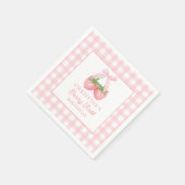 Berry eerste aardbeien roze boog 1e verjaardag servet (Hoek)