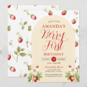 Berry eerste aardbeien zoete verjaardagsfeestje Bl Kaart (Voorkant / Achterkant)