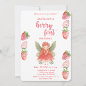 Berry eerste aardbeienfee 1e verjaardagsfeest kaart (Voorkant)