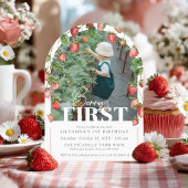 Berry eerste aardbeienfoto 1e verjaardagsfeestje kaart