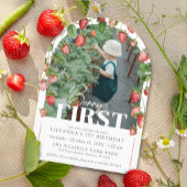 Berry eerste aardbeienfoto 1e verjaardagsfeestje kaart