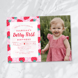 Berry eerste aardbeienfoto 1e verjaardagsfeestje kaart