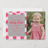 Berry eerste aardbeienfoto 1e verjaardagsfeestje kaart (Voorkant)