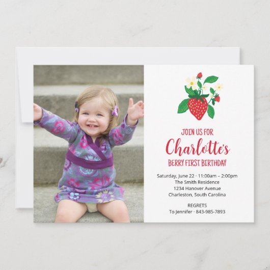 Berry eerste aardbeienfoto verjaardag kaart (Voorkant)
