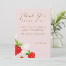 Berry eerste aardbeienverjaardag bedankkaart