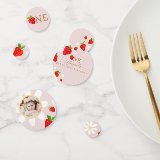 Berry eerste aardbeienverjaardag confetti (Groep)