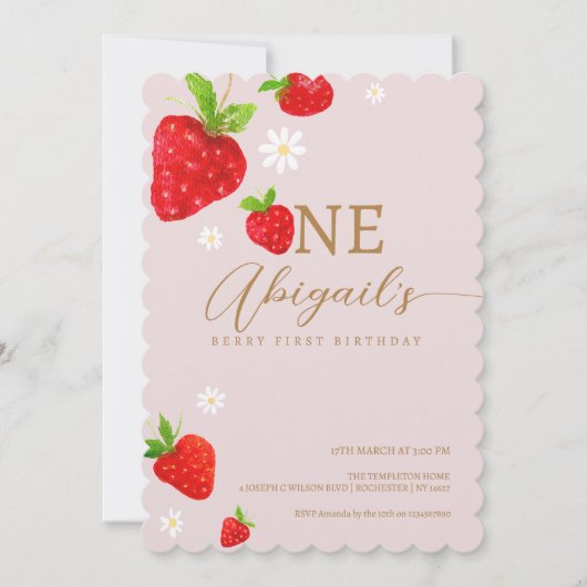 Berry eerste aardbeienverjaardag kaart (Voorkant)