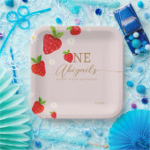 Berry eerste aardbeienverjaardag papieren bordje (Feest)