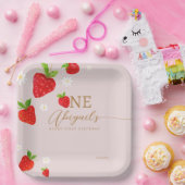 Berry eerste aardbeienverjaardag papieren bordje (Feest)
