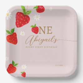 Berry eerste aardbeienverjaardag papieren bordje