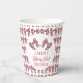 Berry eerste aardbeienverjaardag Pink Bow Papieren Bekers (Voorkant)