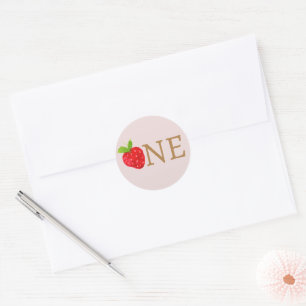 Berry eerste aardbeienverjaardag ronde sticker