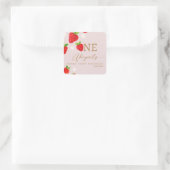 Berry eerste aardbeienverjaardag vierkante sticker (Tas)