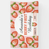 Berry eerste baby meisje roze verjaardag spandoek (Verticaal)