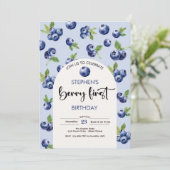 Berry eerste blauwe bessen kinderen verjaardag kaart (Staand voorkant)