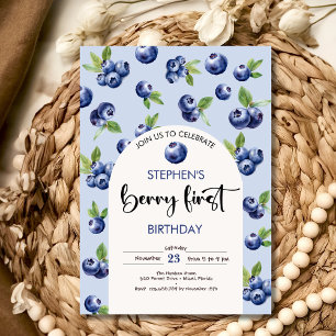 Berry eerste blauwe bessen kinderen verjaardag kaart