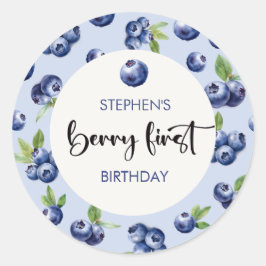 Berry eerste blauwe bessen kinderen verjaardag ronde sticker