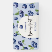 Berry eerste blauwe bessen kinderen verjaardag spandoek (Verticaal)