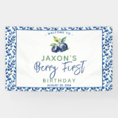 Berry Eerste Blauwebes 1e Verjaardagsfeestje Spandoek (Horizontaal)