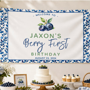 Berry Eerste Blauwebes 1e Verjaardagsfeestje Spandoek