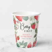 Berry Eerste Bloemen 1e Verjaardag Papieren Bekers (Achterkant)
