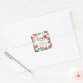 Berry Eerste Bloemen 1e Verjaardag Vierkante Sticker (Envelop)