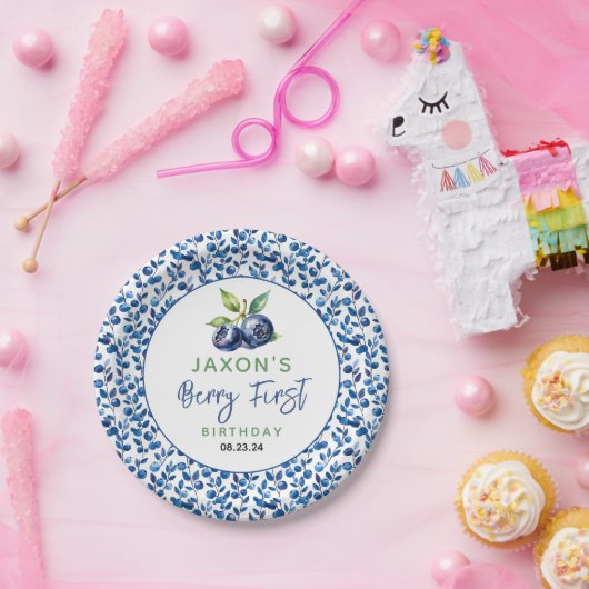 Berry eerste Blueberry 1e verjaardagsfeestje Papieren Bordje (Feest)