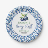 Berry eerste Blueberry 1e verjaardagsfeestje Papieren Bordje (Voorkant)