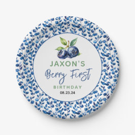 Berry eerste Blueberry 1e verjaardagsfeestje Papieren Bordje