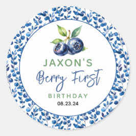 Berry eerste Blueberry 1e verjaardagsfeestje Ronde Sticker