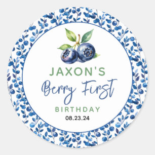 Berry eerste Blueberry 1e verjaardagsfeestje Ronde Sticker