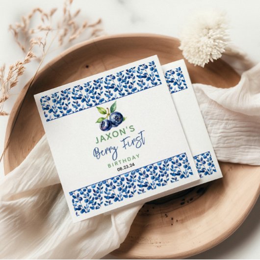 Berry eerste Blueberry 1e verjaardagsfeestje Servet
